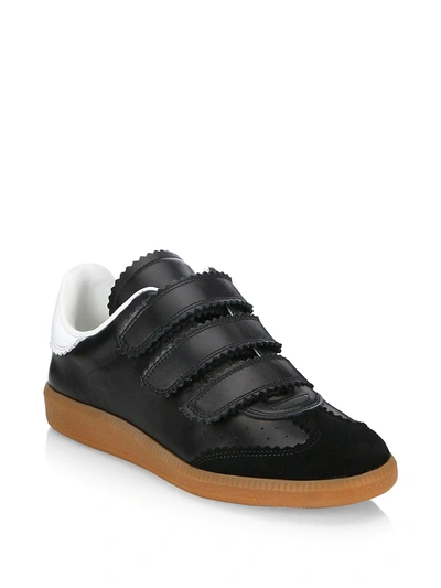 Shop Isabel Marant Women's Beth Grip-tape Leather Sneakers In Black