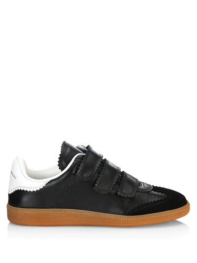 Shop Isabel Marant Women's Beth Grip-tape Leather Sneakers In Black