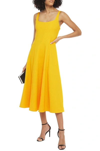 Shop Rebecca Vallance Andie Flared Cloqué Midi Dress In Saffron