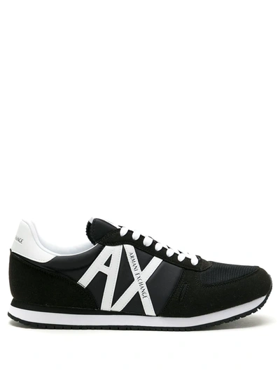 Shop Armani Exchange Logo Patch Low-top Sneakers In Black