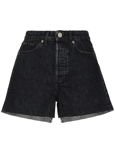 Shop 3x1 Boyfriend Cotton Denim Shorts In Black