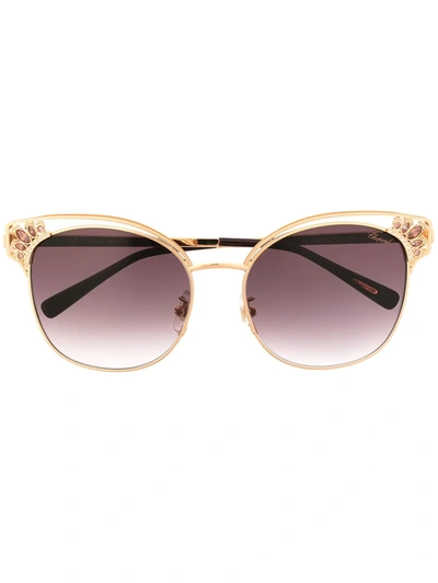 Shop Chopard Eyewear Imperiale Sunglasses In Gold