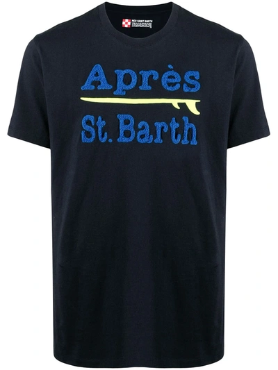 Shop Mc2 Saint Barth Après St. Barth-print Cotton T-shirt In Blue