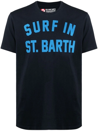 Shop Mc2 Saint Barth Surf In St. Barth-print Cotton T-shirt In Blue