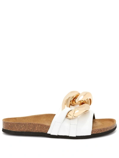 Shop Jw Anderson Chain Loafer Slides In White