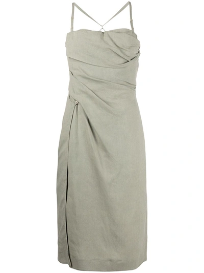 Shop Jacquemus Laurier Midi Dress In Green
