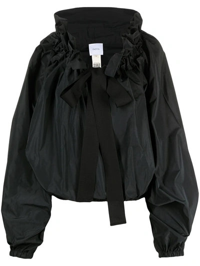 Shop Patou Grosgrain Puff-sleeve Blouse In Black