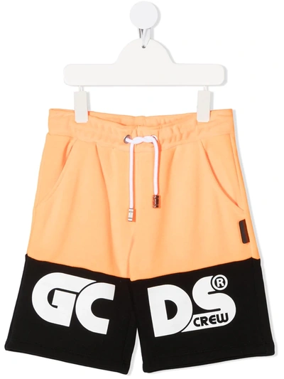 Shop Gcds Colour-block Track Shorts In Orange