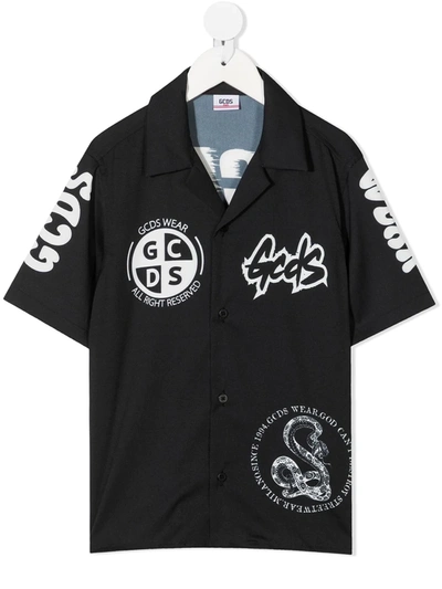 Shop Gcds Logo-print Short-sleeved Shirt In Black