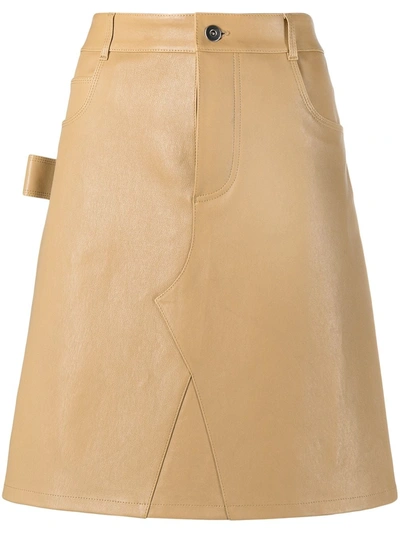 Shop Bottega Veneta A-line Leather Skirt In Neutrals