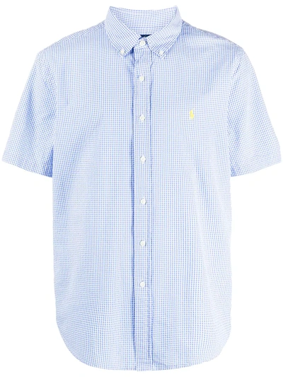 Shop Polo Ralph Lauren Short-sleeve Checked Cotton Shirt In Blue