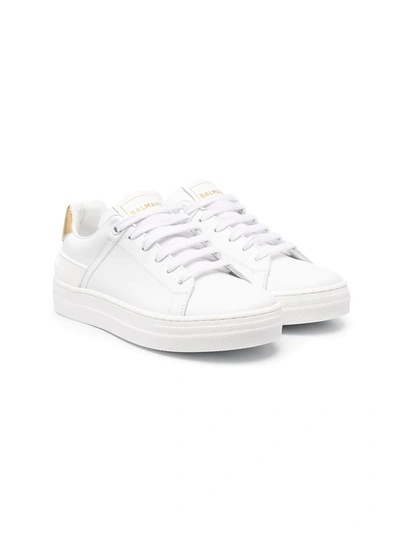 Shop Balmain Low-top Lace-up Trainers In White