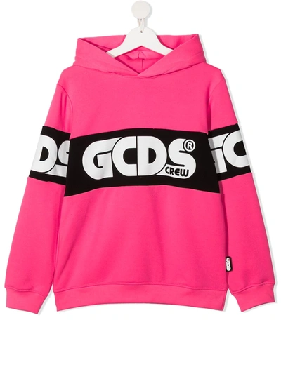 Shop Gcds Teen Logo Band Hoodie In Pink