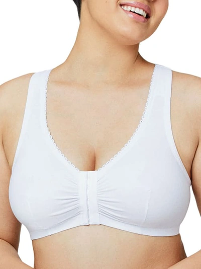 Shop Glamorise Front-close Cotton T-back Wire-free Comfort Bra In White