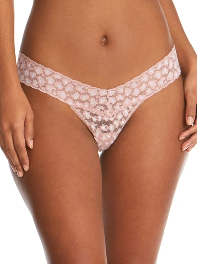 Shop Hanky Panky Cross-dyed Leopard Low Rise Thong In White Desert Rose