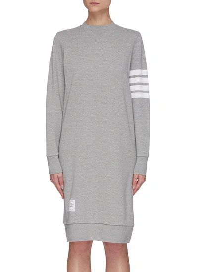 Shop Thom Browne Stripe Sleeve Sweater Dress In Grey