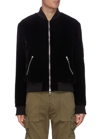 Shop Amiri Velvet Bomber Jacket In Black