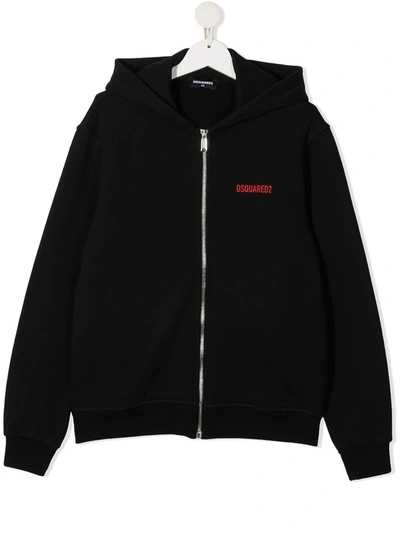 Shop Dsquared2 Teen Icon Zip-up Hoodie In Black