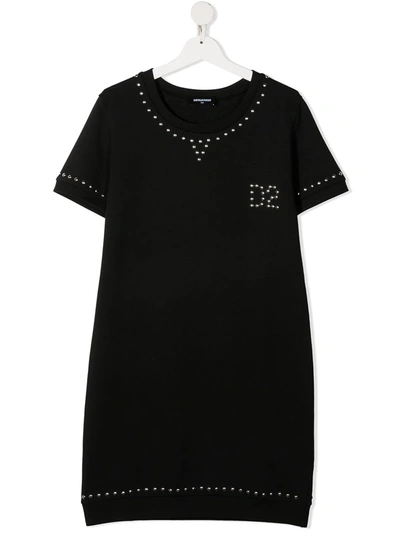 Shop Dsquared2 Stud-embellishment Short-sleeve Dress In Dq900 Black