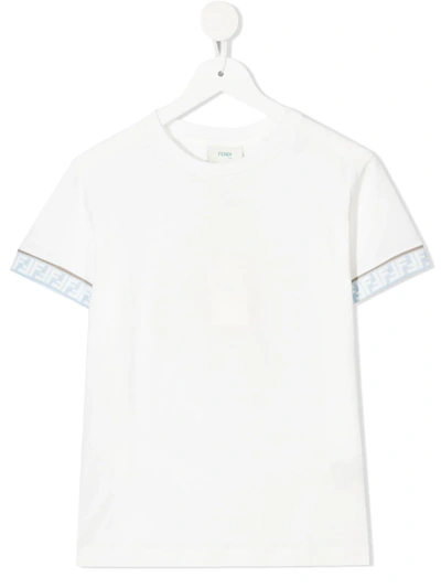 Shop Fendi Logo-trim T-shirt In White