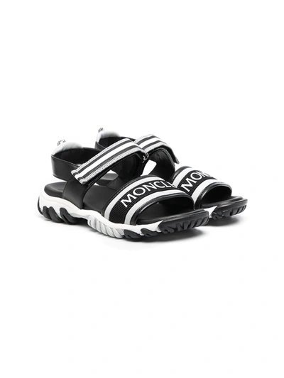 Shop Moncler Logo-front Strappy Sandals In Black