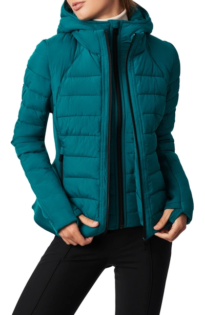 Shop Bernardo Hooded Quilted Water Repellent Jacket In Shadded Spruce