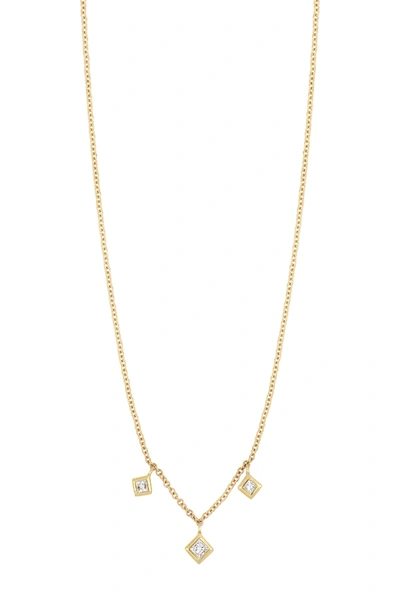 Shop Bony Levy Maya 18k Yellow Gold Princess-cut Triple Diamond Shaker Necklace In 18ky