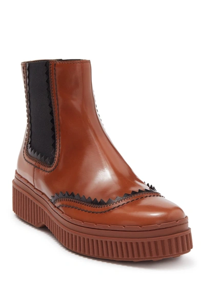 Shop Tod's Gomma Colorblock Leather Chelsea Boot In Brown