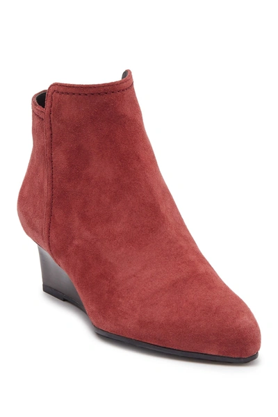 Shop Tod's Ganci Suede Wedge Ankle Bootie In Red