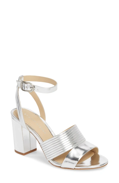 Etienne Aigner Layla Metallic Leather Ankle Strap Sandal In Silver