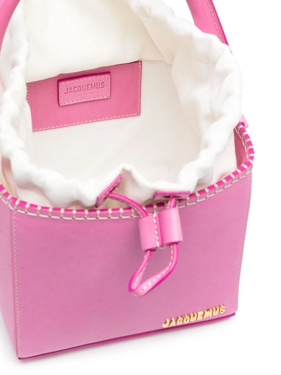 Shop Jacquemus Le Seau Carre Leather Satchel In Pink