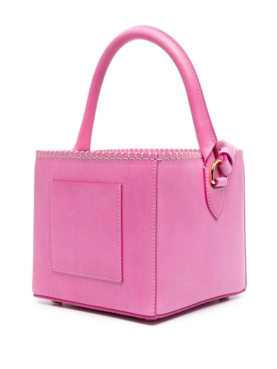 Shop Jacquemus Le Seau Carre Leather Satchel In Pink