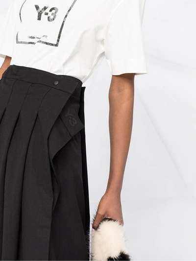 Shop Y-3 Cotton Asymmetric Midi Skirt In Black