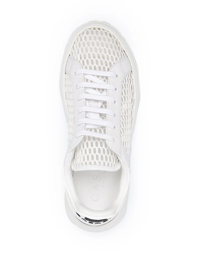 Shop Casadei Logo Leather Sneakers