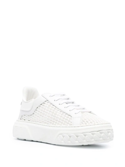 Shop Casadei Logo Leather Sneakers