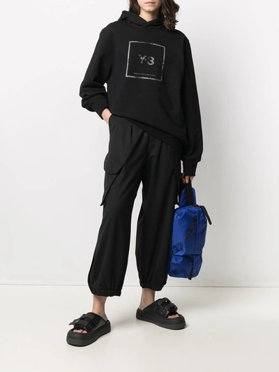 Shop Y-3 Cotto Cargo Trousers In Black