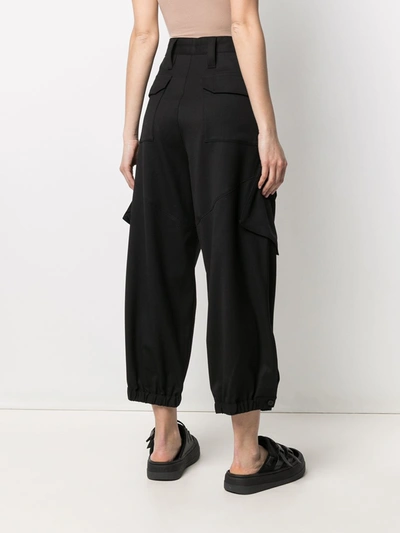 Shop Y-3 Cotto Cargo Trousers In Black