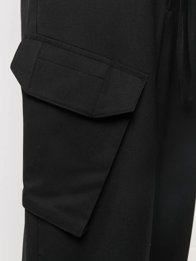Shop Y-3 Cotto Cargo Trousers In Black