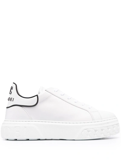 Shop Casadei Logo Leather Sneakers