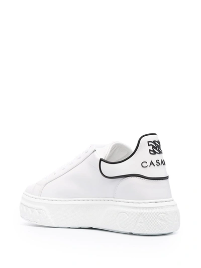 Shop Casadei Logo Leather Sneakers