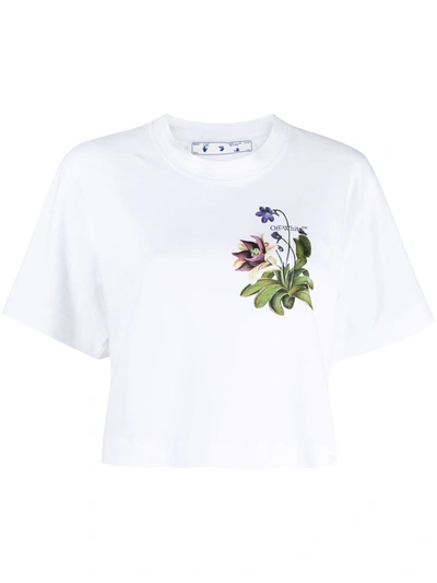 Shop Off-white Printed Crop Top In White