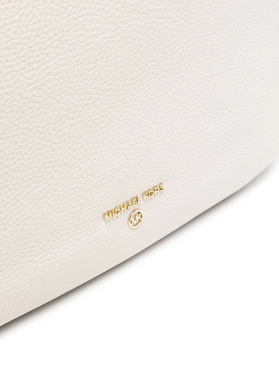 Shop Michael Michael Kors Grand Leather Shoulder Bag In White