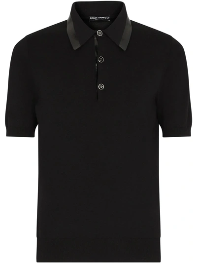 Shop Dolce & Gabbana Logo-tape Short-sleeve Polo Shirt In Black