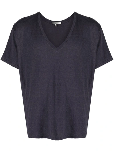 Shop Isabel Marant V-neck Linen T-shirt In Blue