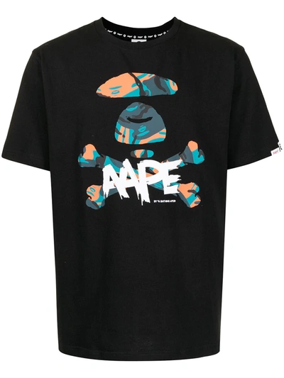 Shop Aape By A Bathing Ape Skull-print Cotton T-shirt In Black