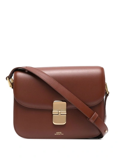 Shop Apc Grace Shoulder Bag In Brown