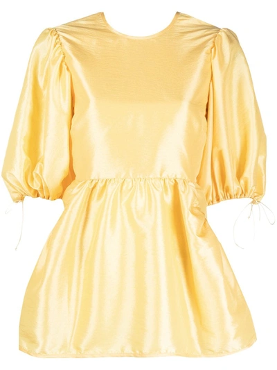 Shop Cecilie Bahnsen Empire-line Puff-sleeved Blouse In Yellow