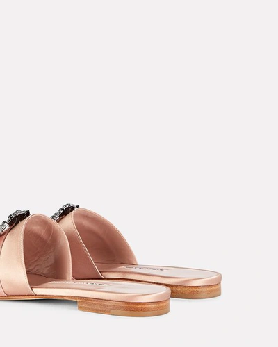 Shop Manolo Blahnik Martamod Crystal Slide Sandals In Blush