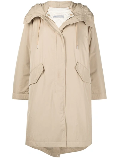 Shop 12 Storeez Oversized Hooded Parka In Neutrals