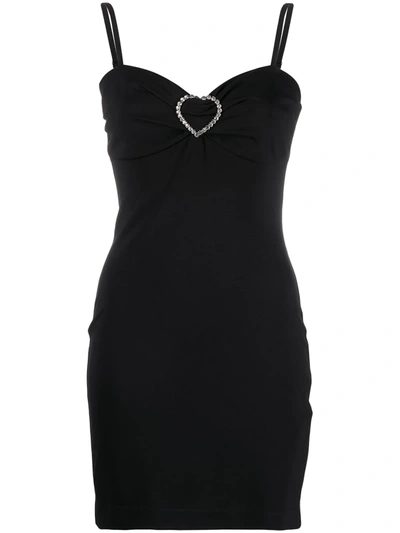 Shop Love Moschino Heart Detailing Fitted Dress In Black